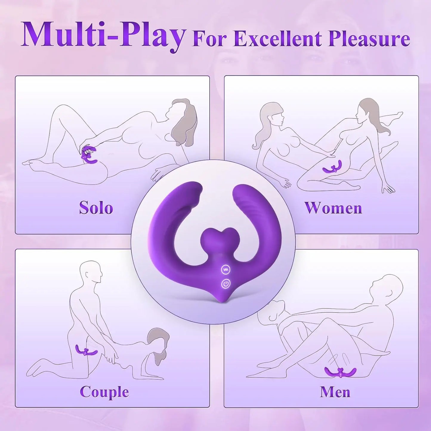 Remote Control Double Ended Dildo - 7 Modes Strapless Vibrating Strap-on for Couples