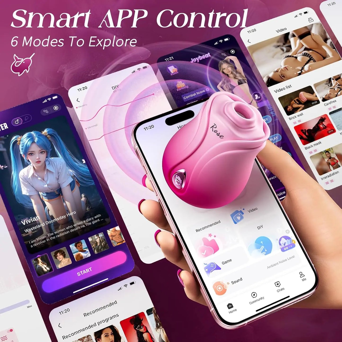 🔮AI App Rose Toy Vibrator | 10 Sucking & Vibrating Modes for Women