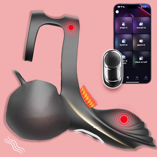 Anneau pénien chauffant à double anneau vibrant contrôlé par application