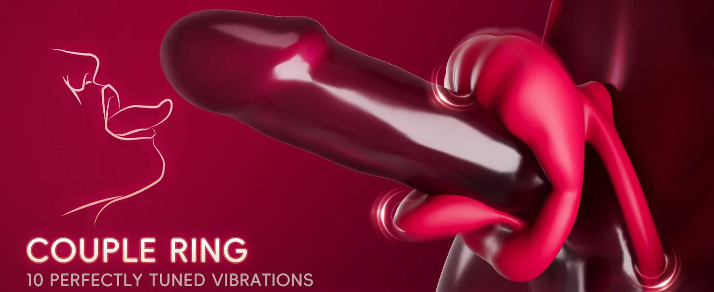 App Control Cock Ring with Tongue Vibrator | Couples Sex Toy