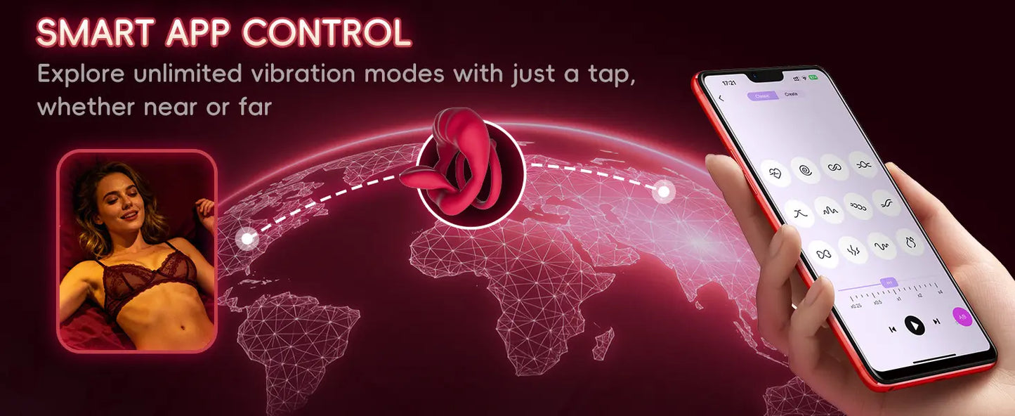 App Control Cock Ring with Tongue Vibrator | Couples Sex Toy