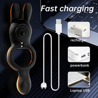 Vibrating Cock Ring with Rabbit Clitoral Stimulator