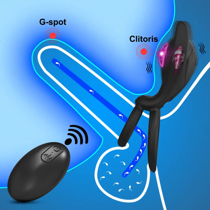 Remote Control Vibrating Cock Ring with Vibrator for Couples