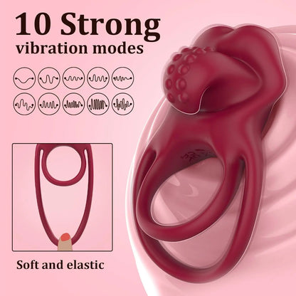 Vibrating Cock Ring with G-Spot Vibrator & Clitoral Licking - image 6