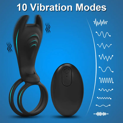 Remote Control Vibrating Cock Ring with Vibrator for Couples