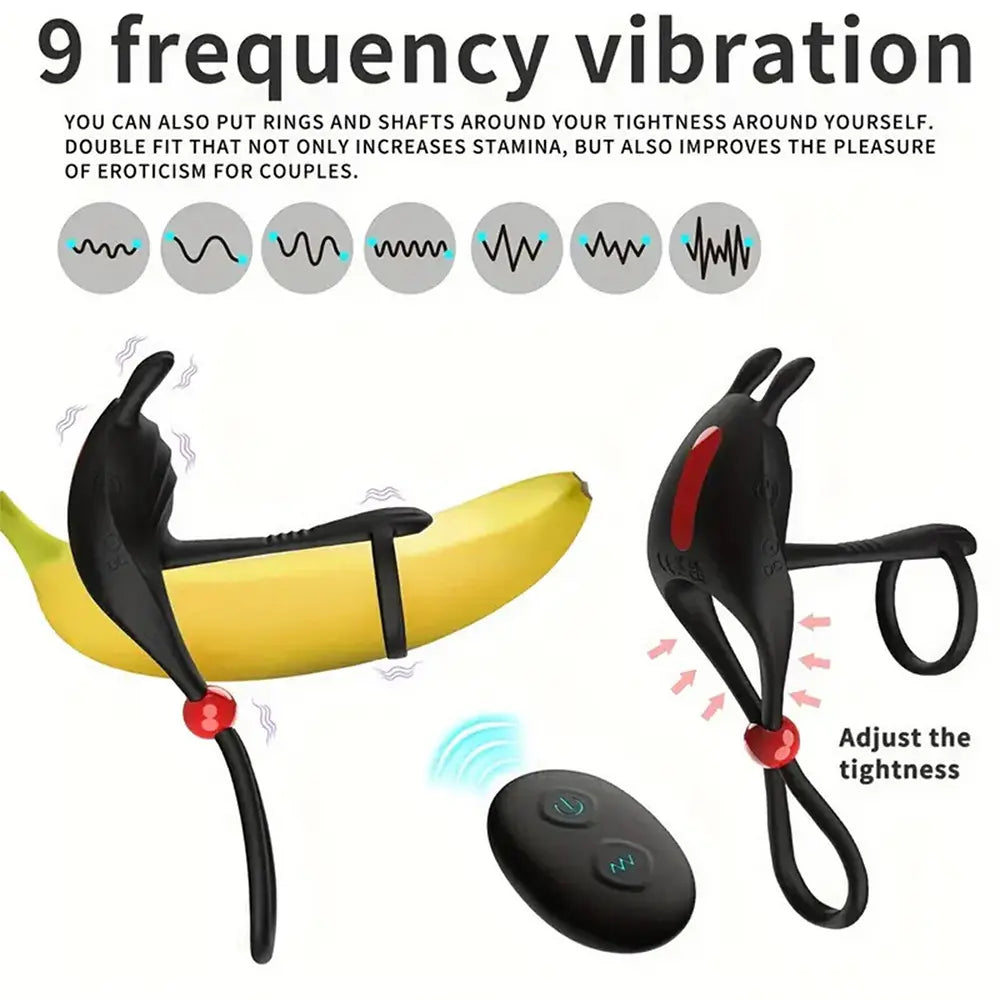 Remote Control Vibrating Cock Ring with Rose Vibrator for Couples