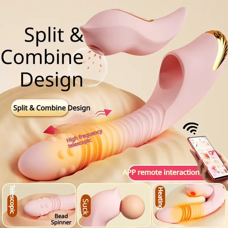 App Control Rabbit Vibrator with Rotating Beads & Clit Suction - image 3