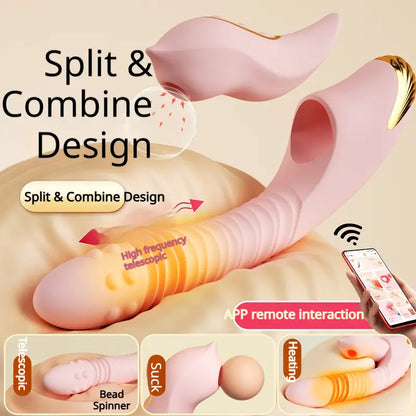 App Control Rabbit Vibrator with Rotating Beads & Clit Suction - image 3