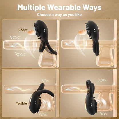 Vibrating Cock Ring with Rose Clitoral Stimulator - image 4