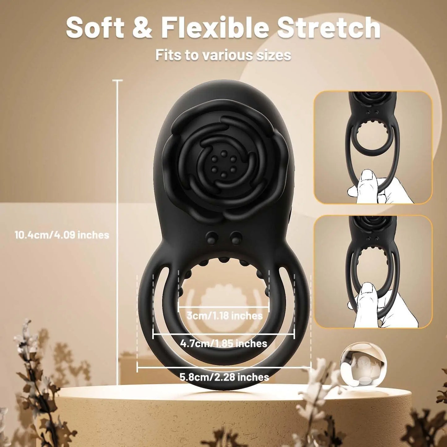 Vibrating Cock Ring with Rose Clitoral Stimulator - image 5