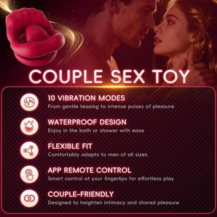 App Control Cock Ring with Tongue Vibrator | Couples Sex Toy