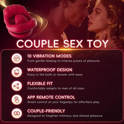 App Control Cock Ring with Tongue Vibrator | Couples Sex Toy