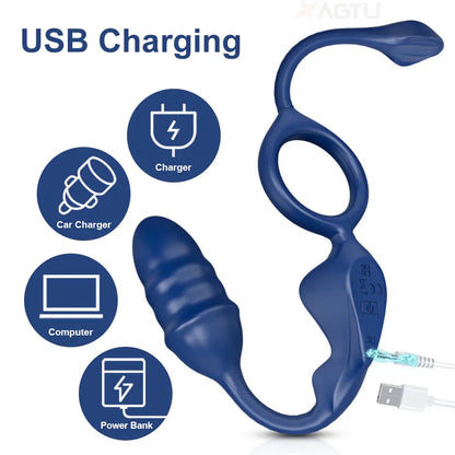4-in-1 Vibrating Cock Ring with APP | Couples G-Spot & Perineum Vibrator
