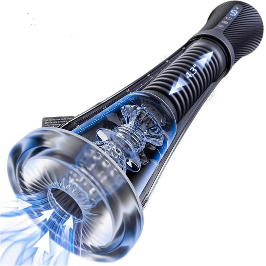 Male Masturbator Penis Pump - Transparent Visual Male Sex Toys , APP Control Vibrating Spring & Power Suction Masturbation G...