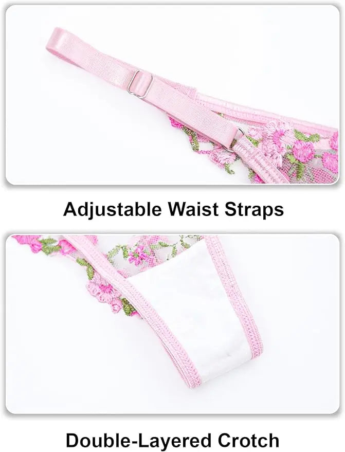 Sexy Embroidered Mesh Lingerie Set - Sheer Underwire Bra & Panty