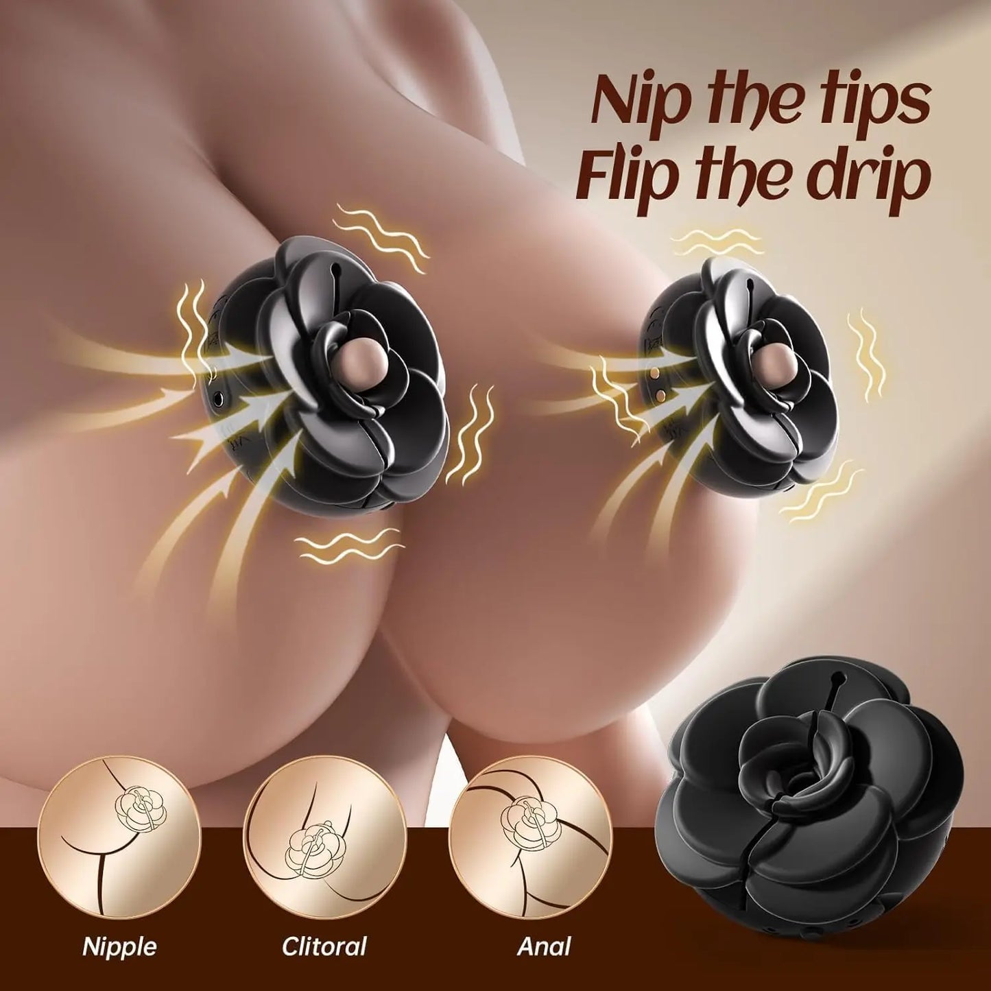Rose Nipple Clamps & Vibrating BDSM Toys | 9 Modes & Adjustable