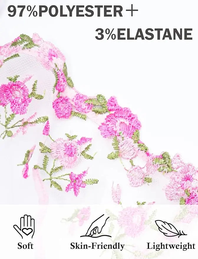 Sexy Embroidered Mesh Lingerie Set - Sheer Underwire Bra & Panty