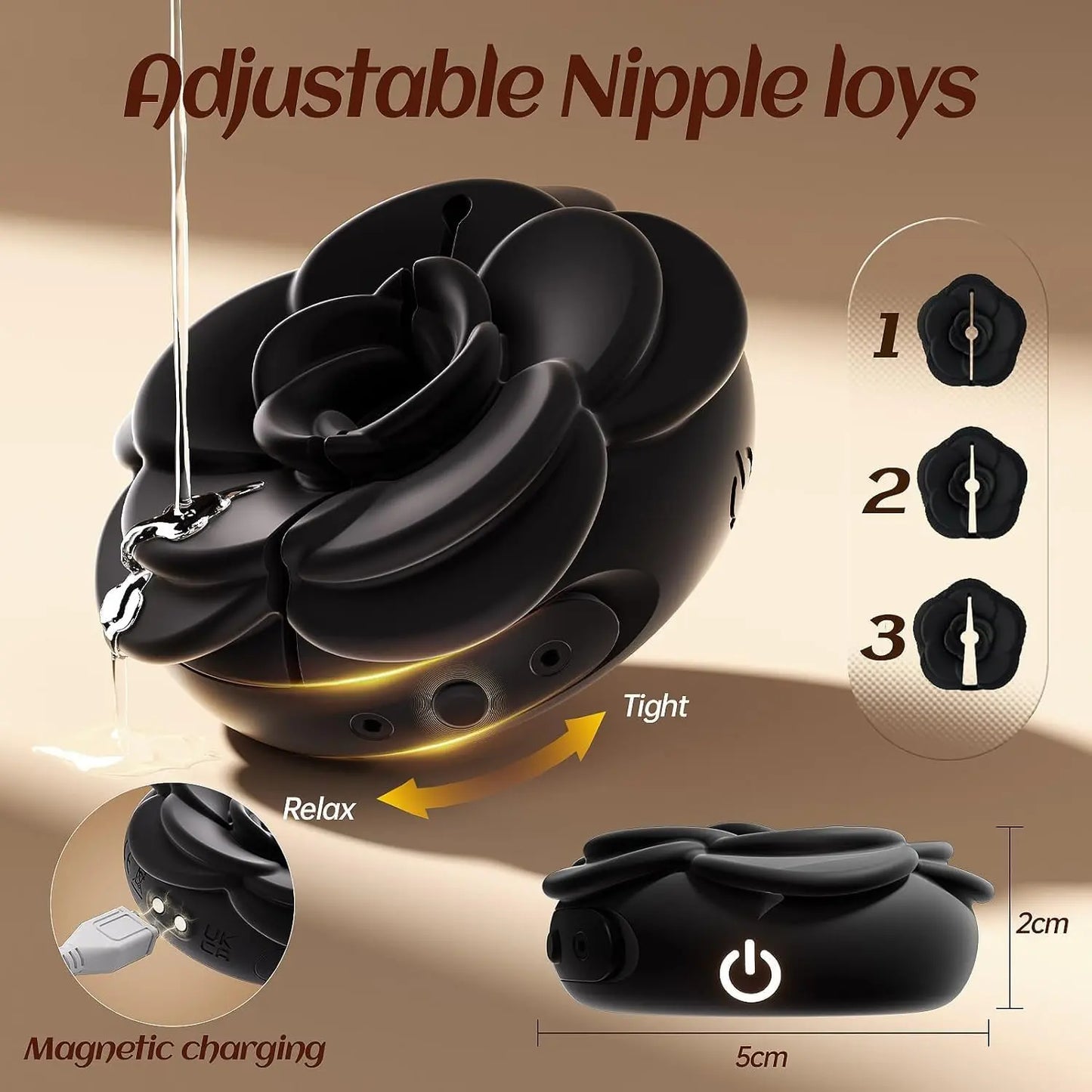 Rose Nipple Clamps & Vibrating BDSM Toys | 9 Modes & Adjustable