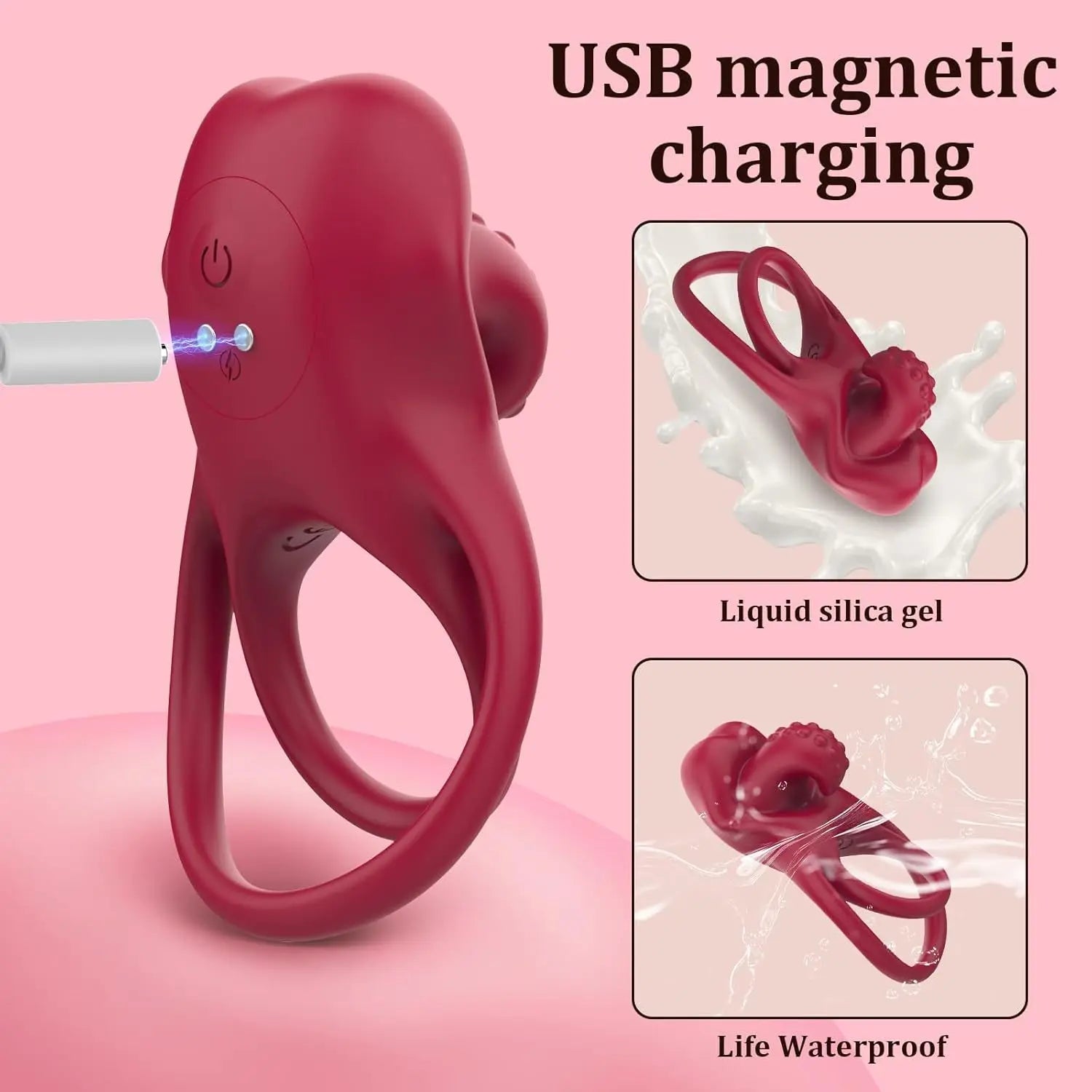 Vibrating Cock Ring with G-Spot Vibrator & Clitoral Licking - image 3