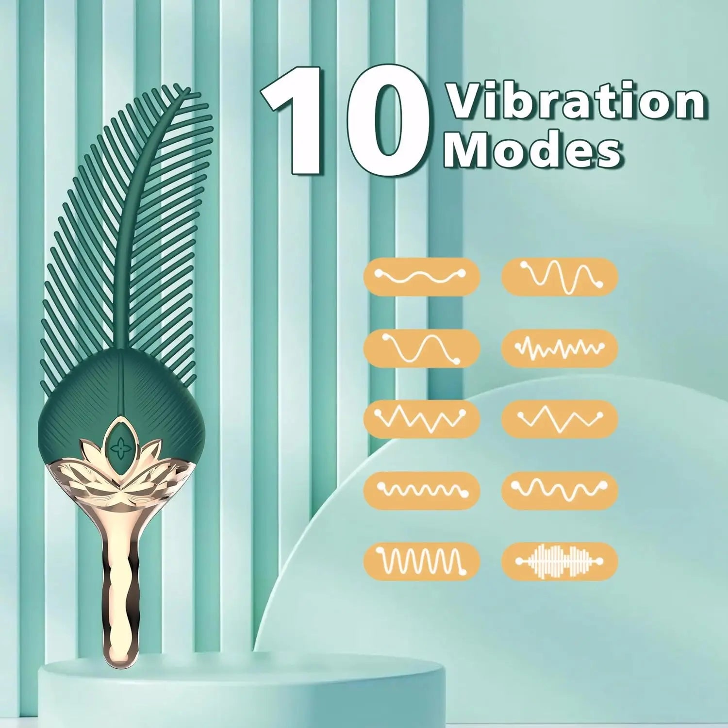 Vibrating Peacock Feather Tickler - 10 Modes Silicone Sex Teaser for Foreplay - image 2