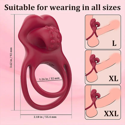 Vibrating Cock Ring with G-Spot Vibrator & Clitoral Licking - image 4