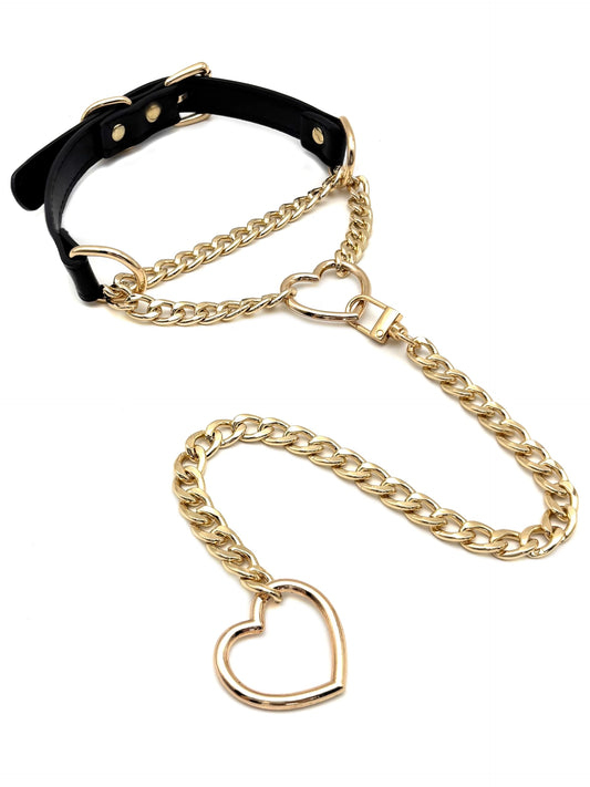 Women's heart-shaped O-ring chain choker necklace