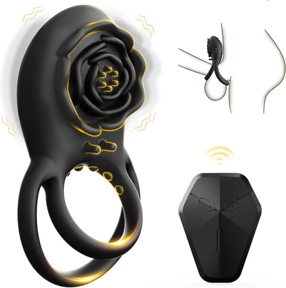 Vibrating Cock Ring with Rose Clitoral Stimulator - image 7