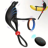 Remote Control Vibrating Cock Ring with Rose Vibrator for Couples