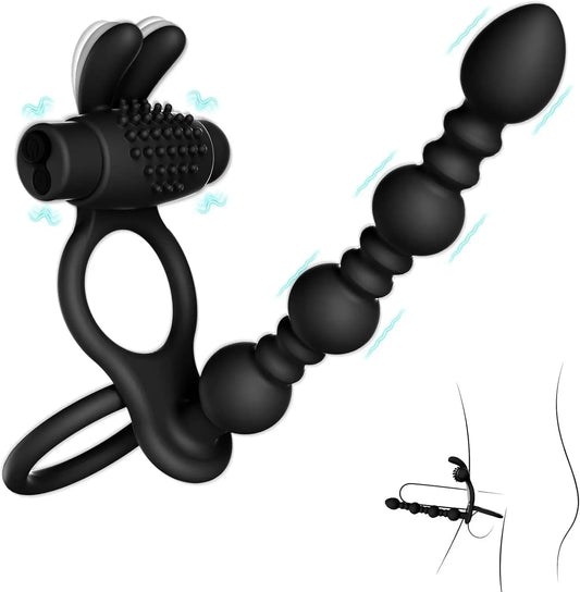 Vibrating Anal Beads Cock Ring - 10-Speed Prostate Massager & Anal Plug - image 2