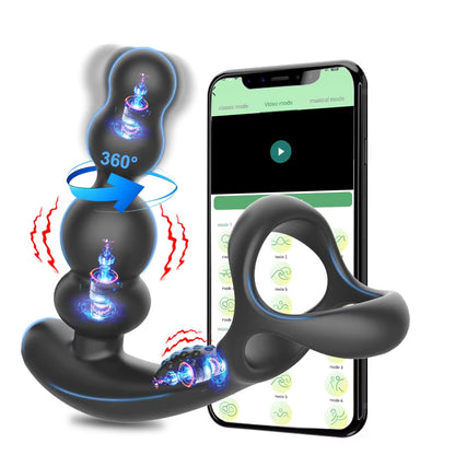 App-controlled prostate massager, personalized vibration & rotation