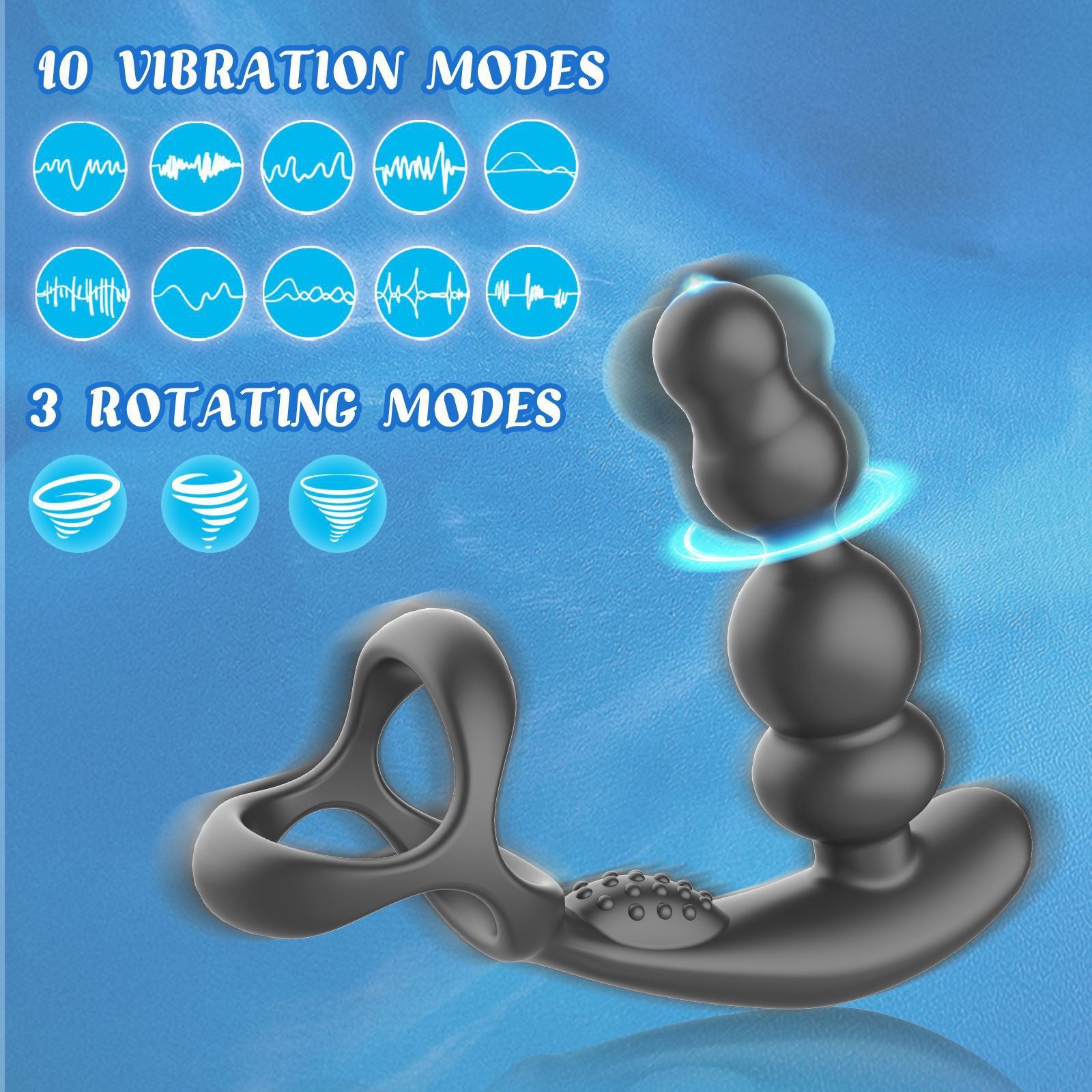 Zenzoone male prostate massager: 10 vibration modes, 3 rotating modes, multi-stimulation pleasure