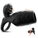Vibrating Cock Ring Penis Sleeve with Clitoral Tongue Licker