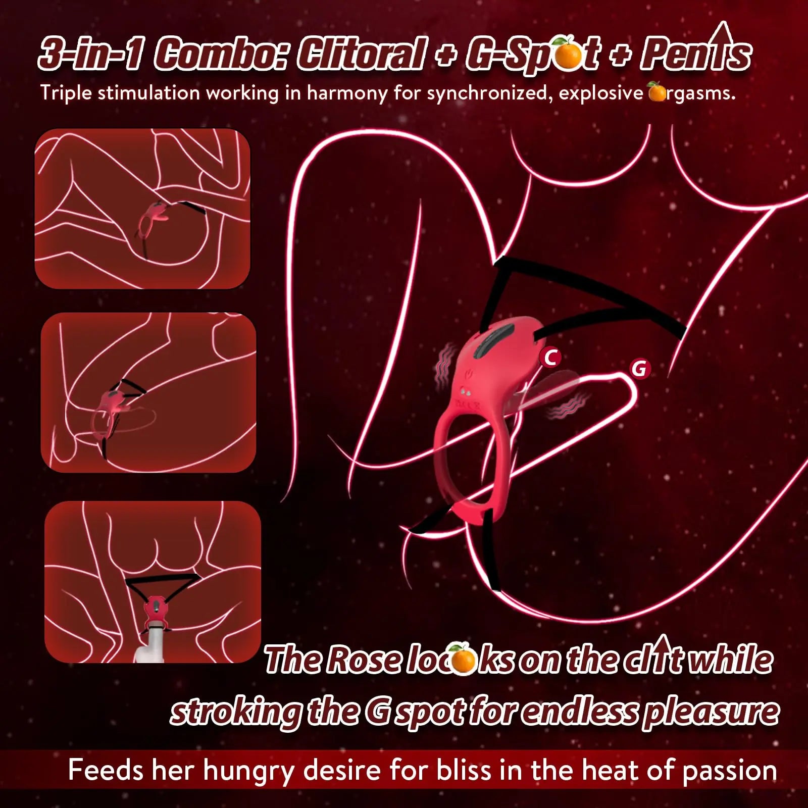 App Remote Control Wearable Rose Vibrator - Couples Panty Toy & Cock Ring - image 2