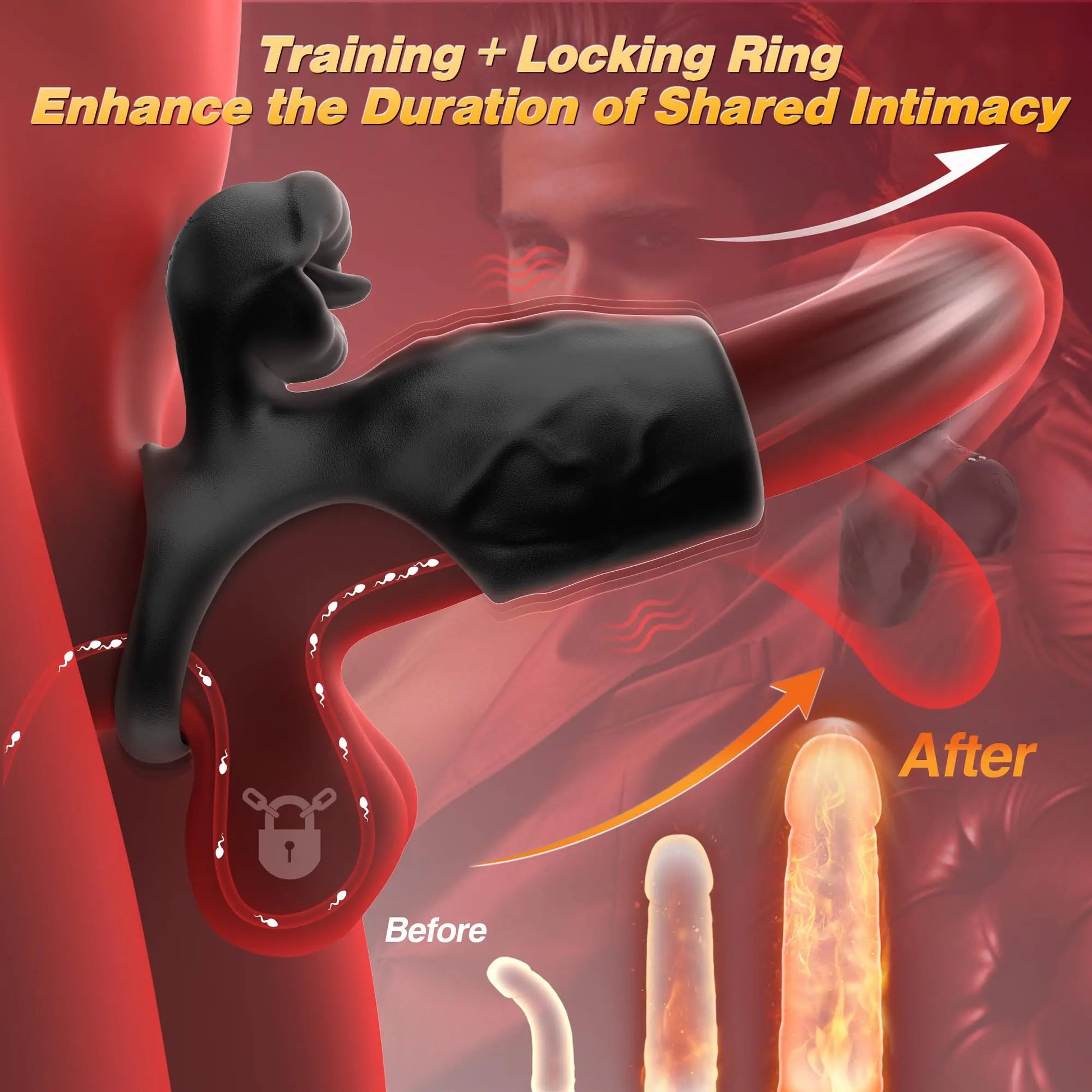 Vibrating Cock Ring Penis Sleeve with Clitoral Tongue Licker - image 3
