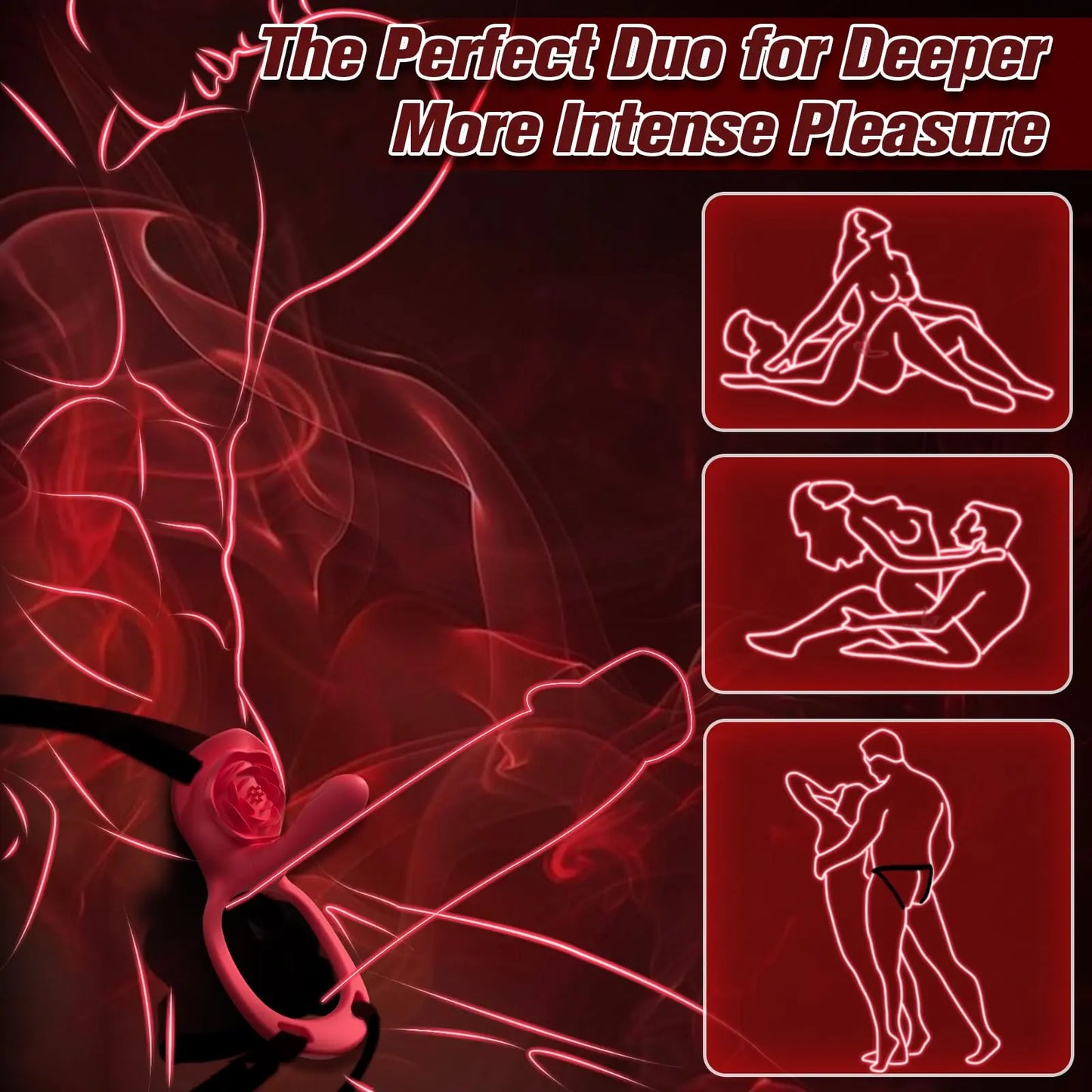 App Remote Control Wearable Rose Vibrator - Couples Panty Toy & Cock Ring - image 3