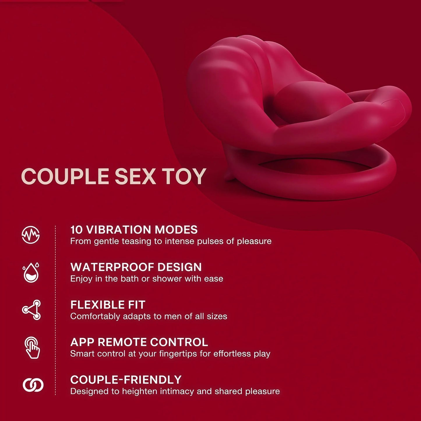 App Control Cock Ring with Tongue Vibrator | Couples Sex Toy