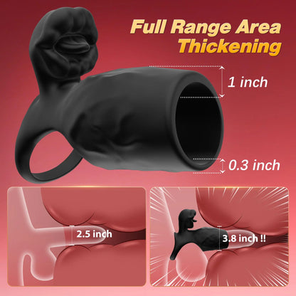 Vibrating Cock Ring Penis Sleeve with Clitoral Tongue Licker - image 5