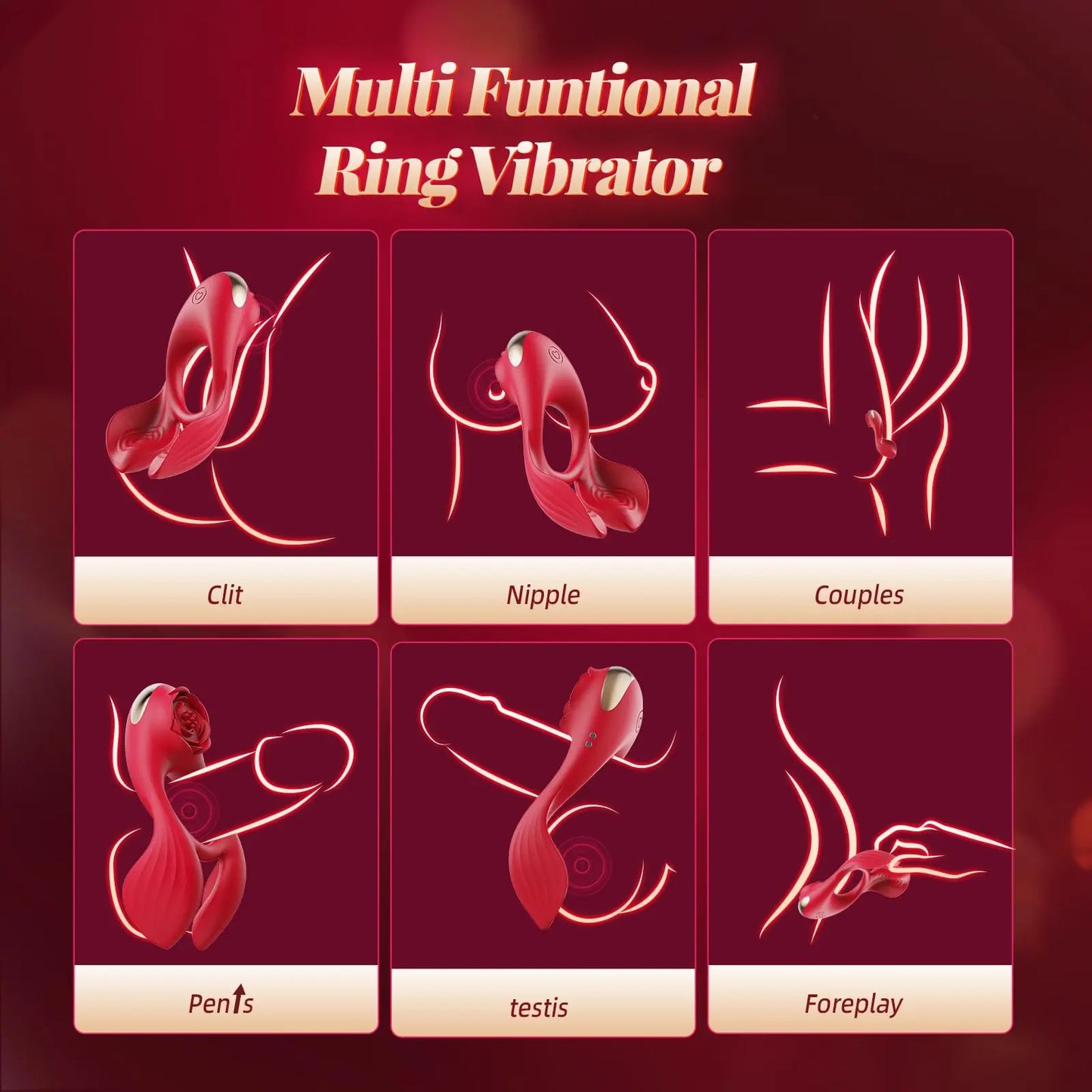 3-Motor Vibrating Cock Ring for Couples & Clit Pleasure