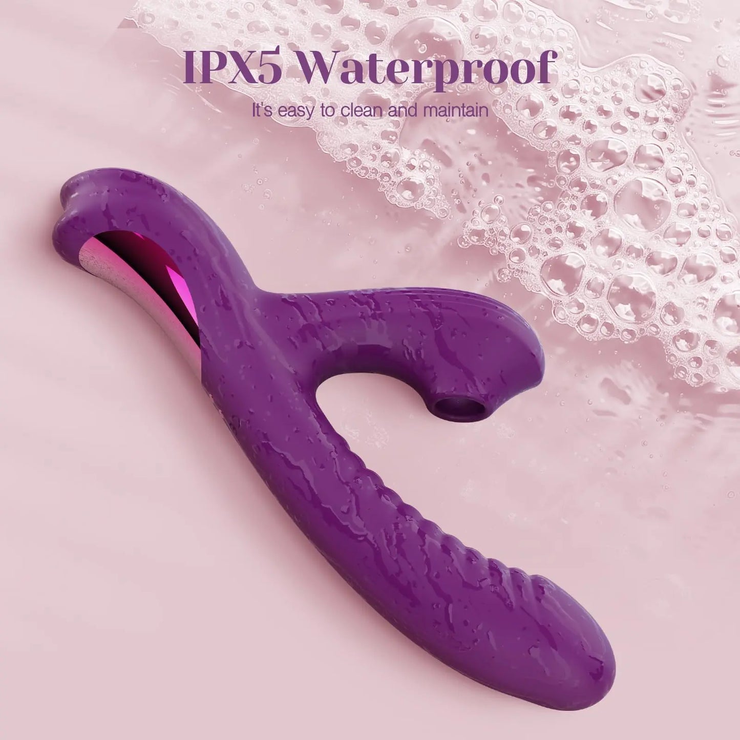IPX5 waterproof rabbit vibrator designed for easy cleaning and maintenance