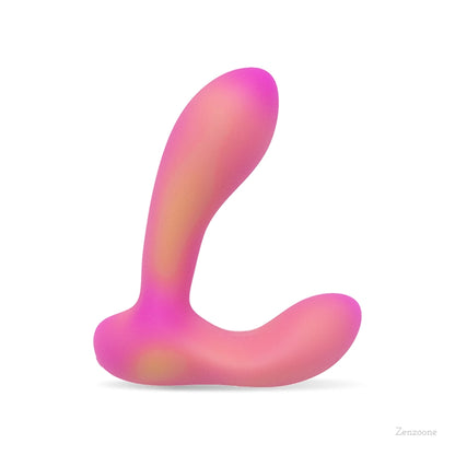Zenzoone dual-head prostate vibrator: gradient pink silicone adult toy, ergonomic design for personal use, body-safe material with discreet packaging and shipping