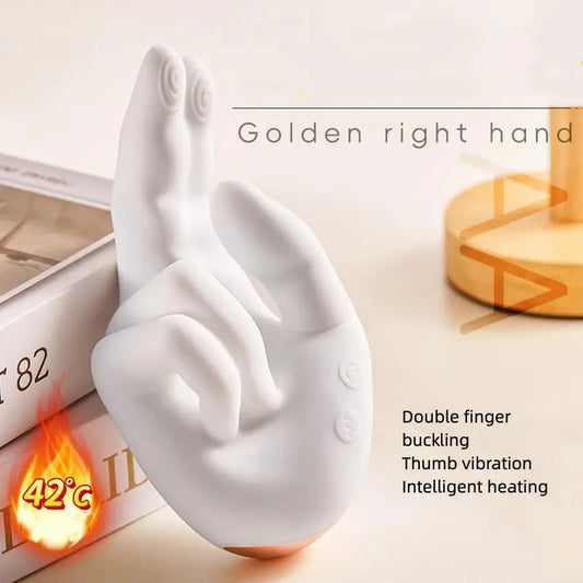 zenzoone goledenright heated dual finger vibrator with 42°C warming stimulation