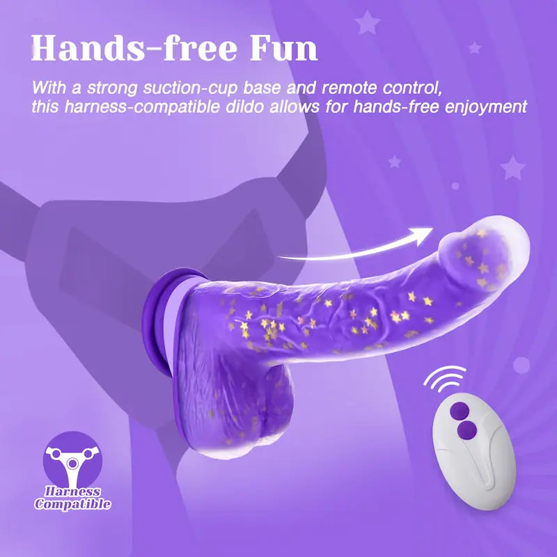 Zenzoone Cozy hands-free suction cup dildo compatible with harness and remote control for thrusting and vibration