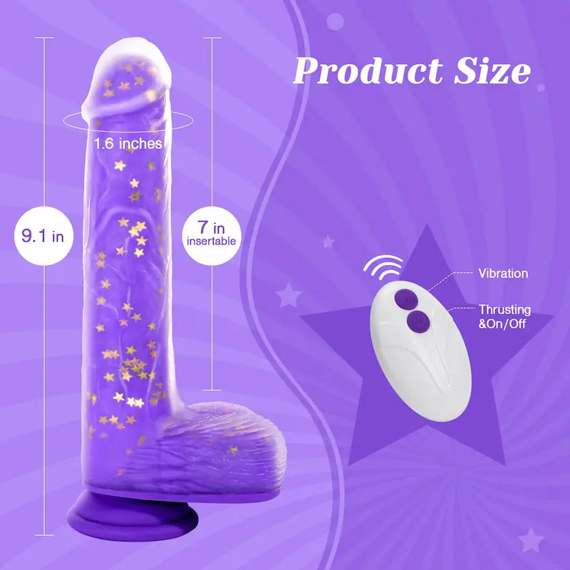 Zenzoone Cozy realistic suction cup dildo measuring 9.1 inches total length with 7 inches insertable and remote control operation