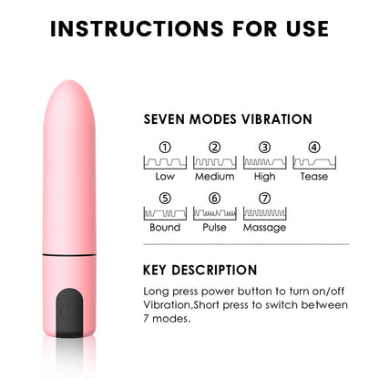 Zenzoone lipstick vibrator with 7 vibration modes, easy operation instructions for women's intimate use
