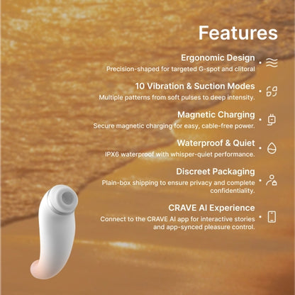 Zenzoone Luna clitoral suction vibrator ergonomic design 10 vibration modes magnetic charging IPX6 waterproof
