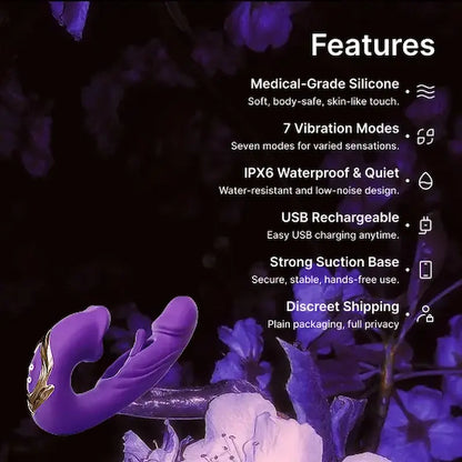 Zenzoone Mellow medical-grade silicone vibrator with 7 vibration modes, IPX6 waterproof design, USB rechargeable battery and strong suction base