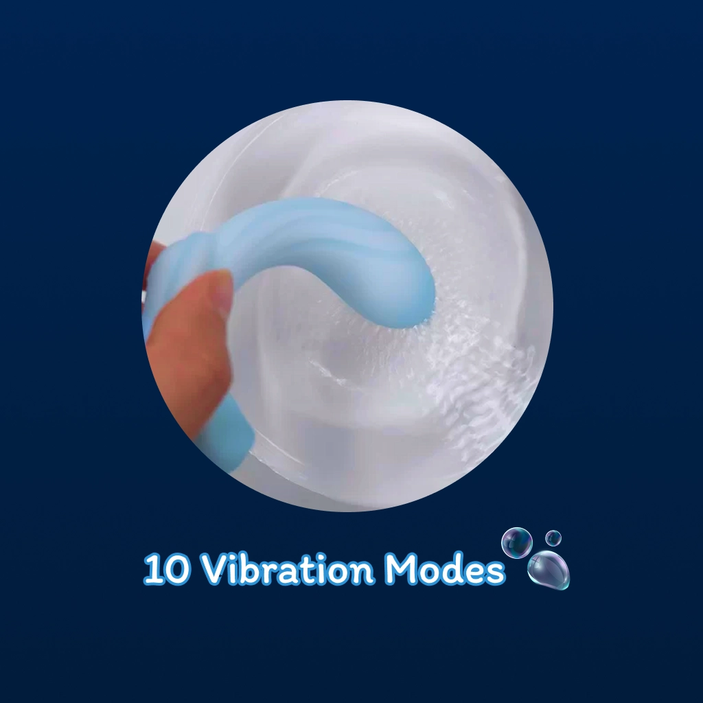 Pulse G-spot vibrator showing 10 vibration modes with flexible curved body