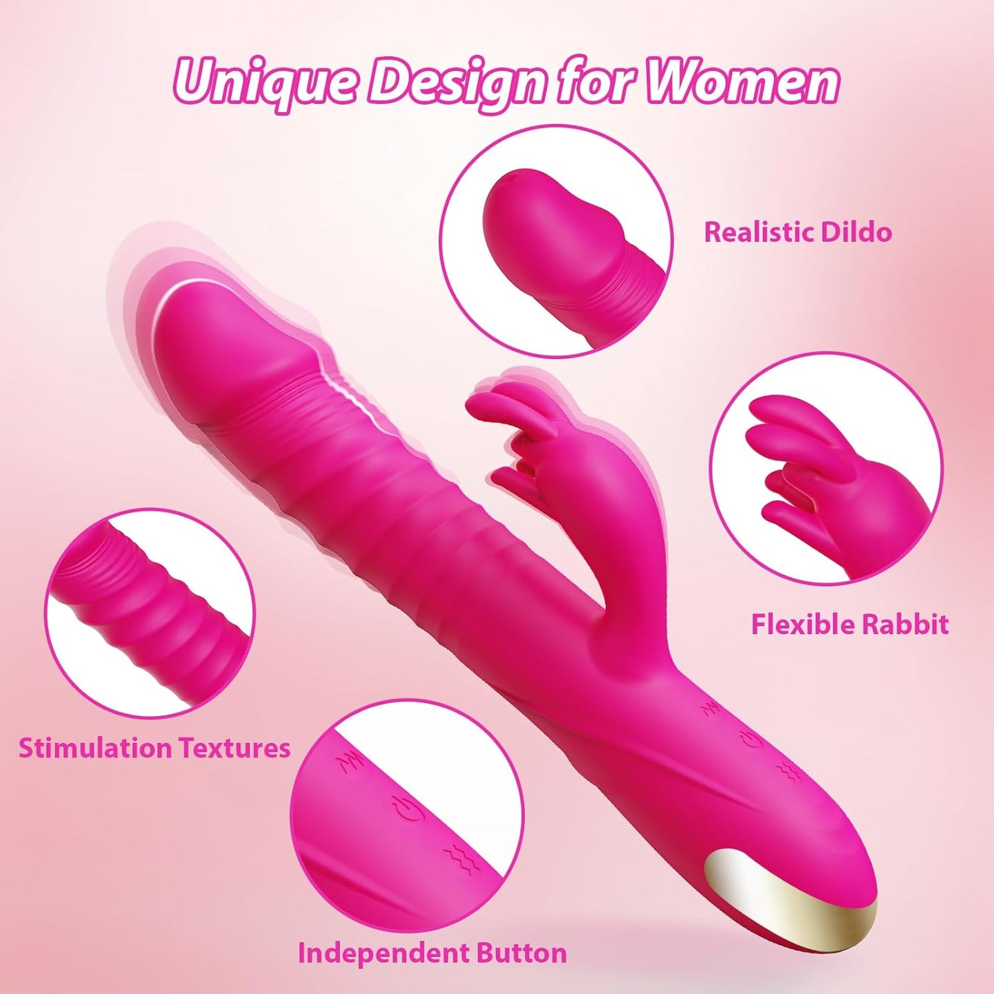 Zenzooone Rabbit flexible silicone dildo with textured shaft and independent control buttons
