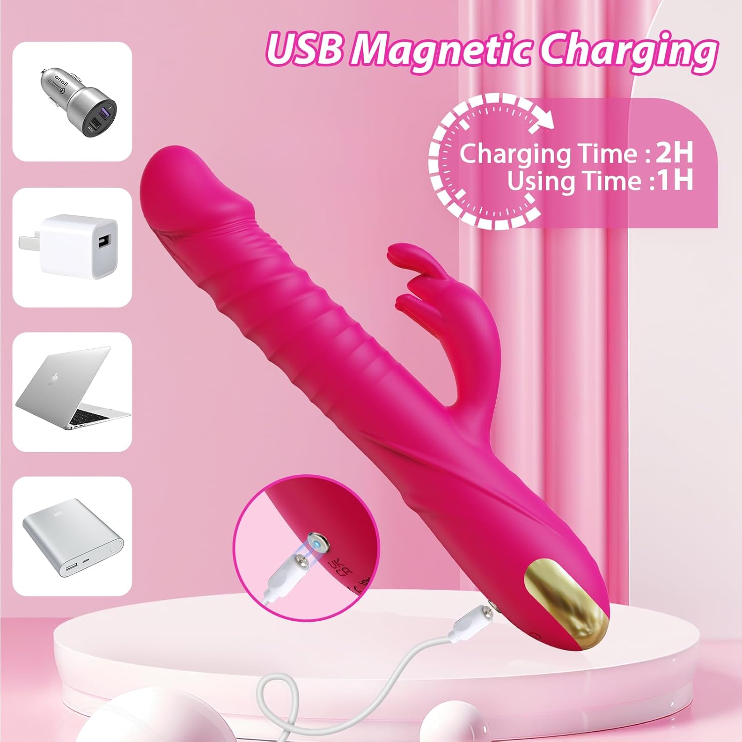 Zenzooone Rabbit USB magnetic charging vibrator with 2 hour charge time
