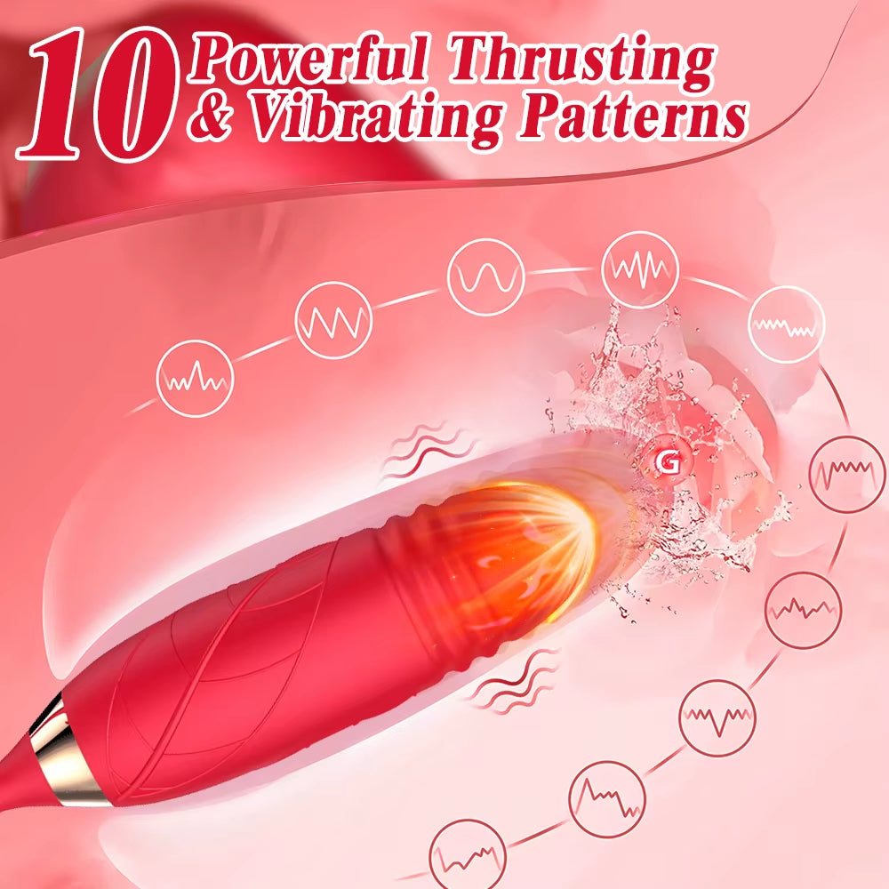 Zenzoone red rose vibrator with 10 thrusting & vibrating patterns